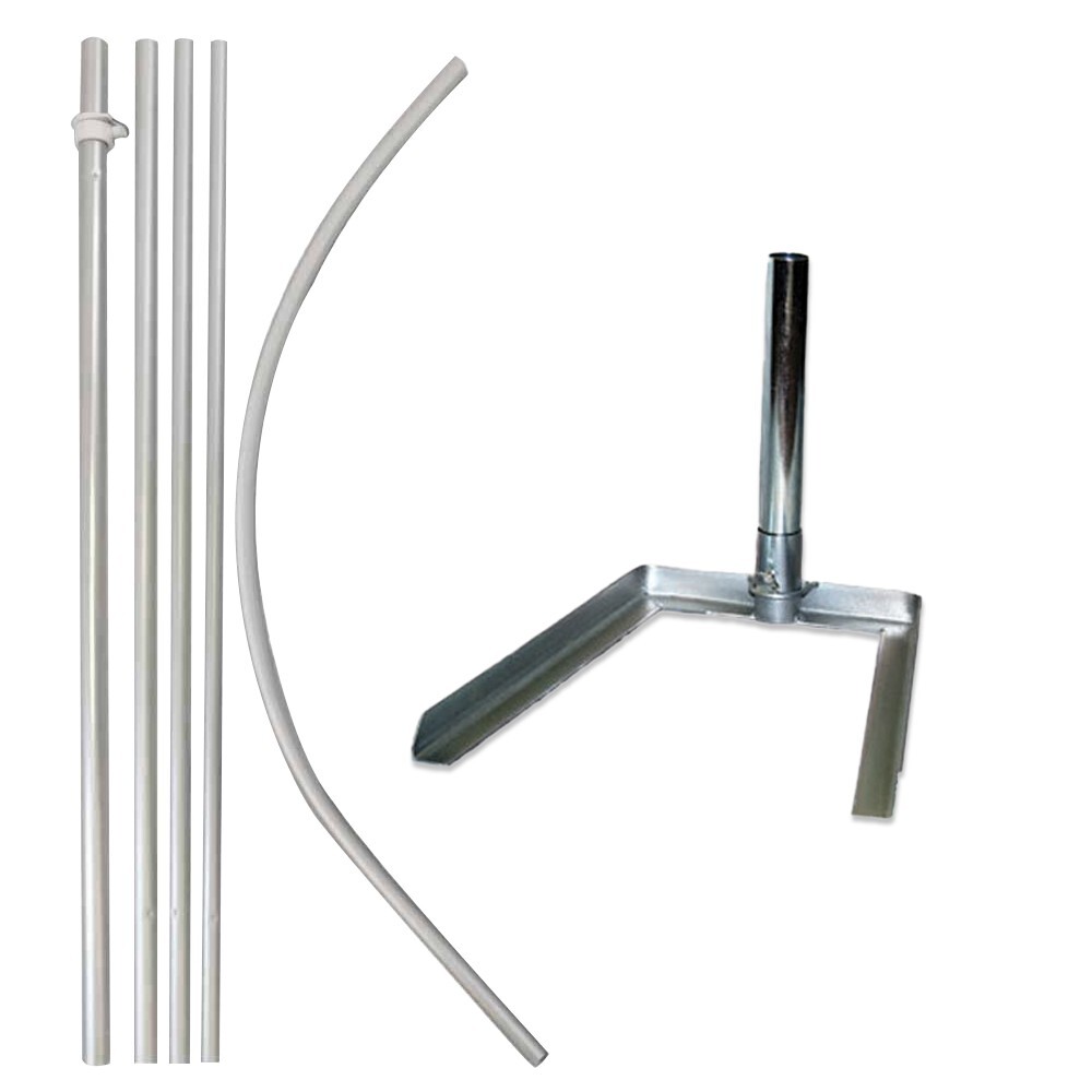 16ft Windless Pole Swooper Pole Full Curve Flag Pole Kit with Tire Base