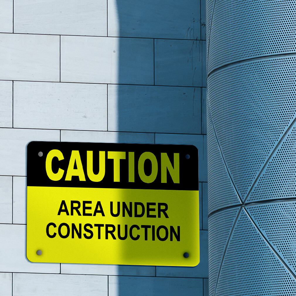 Horizontal Metal Sign Caution Area Under Construction Safety