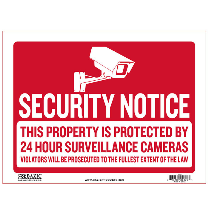 2 Pack – SECURITY NOTICE Sign 9 inch x 12 inch Bright Highly Visible – Fast SHIP