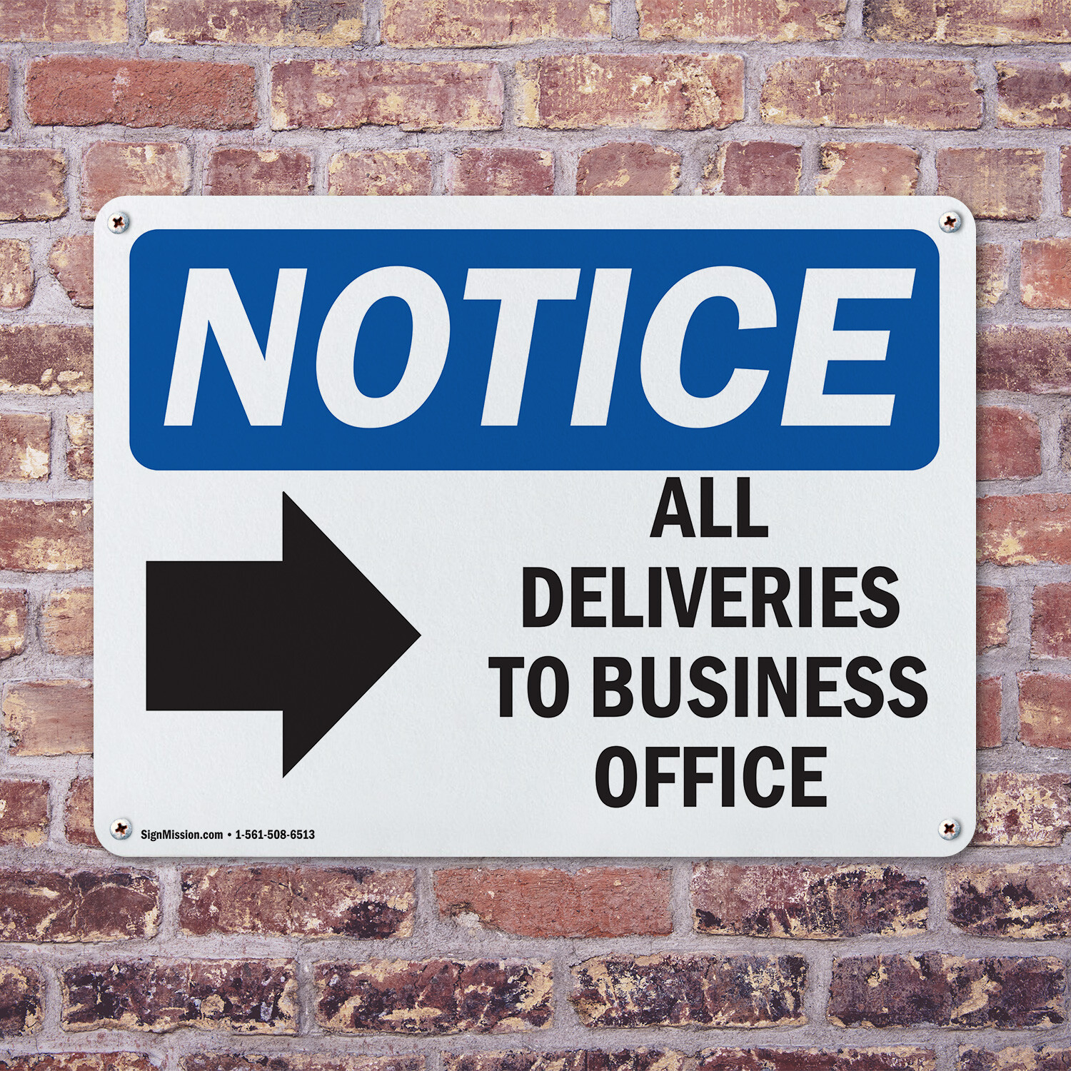 (2 Pack) All Deliveries To Business Office OSHA Notice Sign Decal Metal Plastic