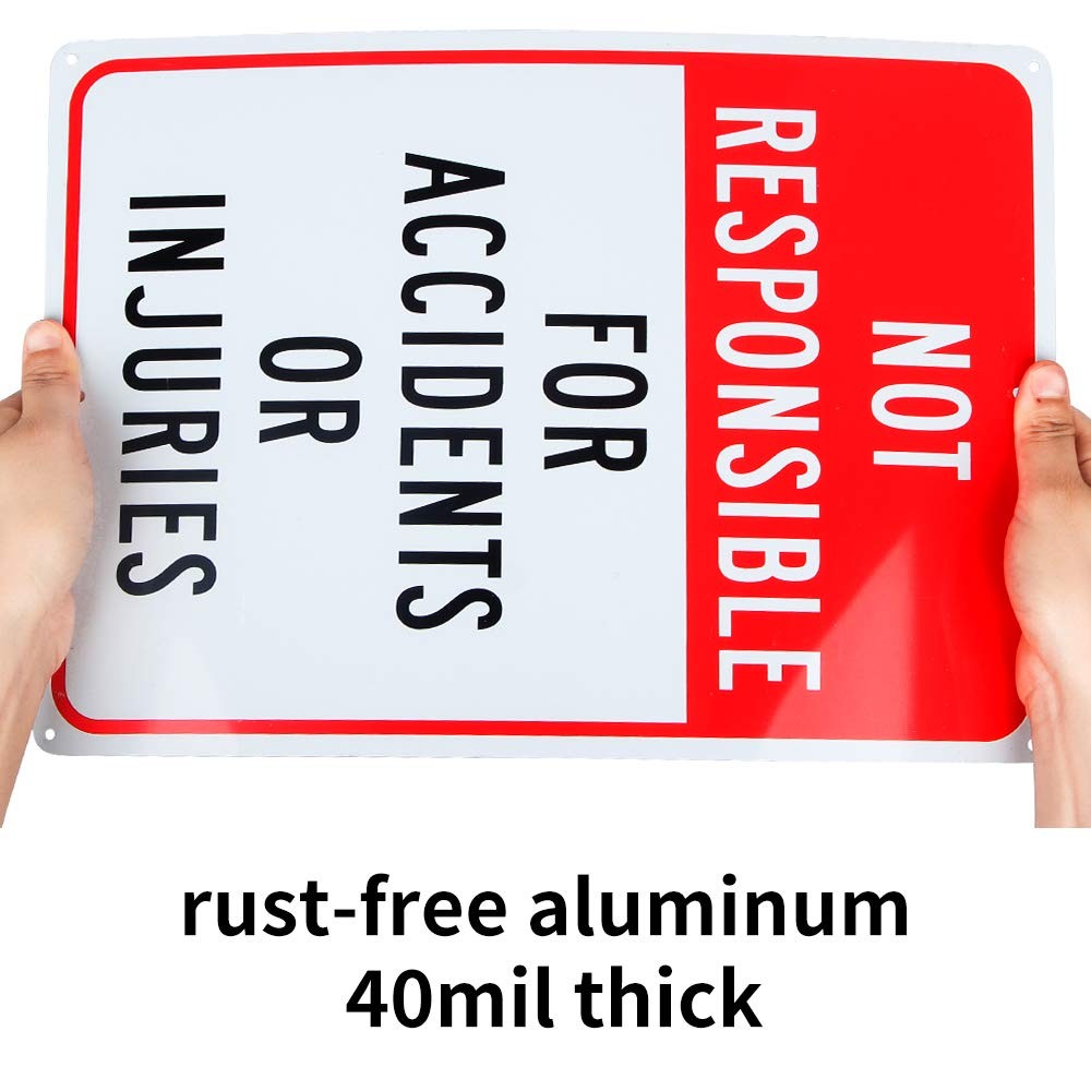 2 Pack Not Responsible for Accidents or Injuries Sign，Enter at Your Own Risk …