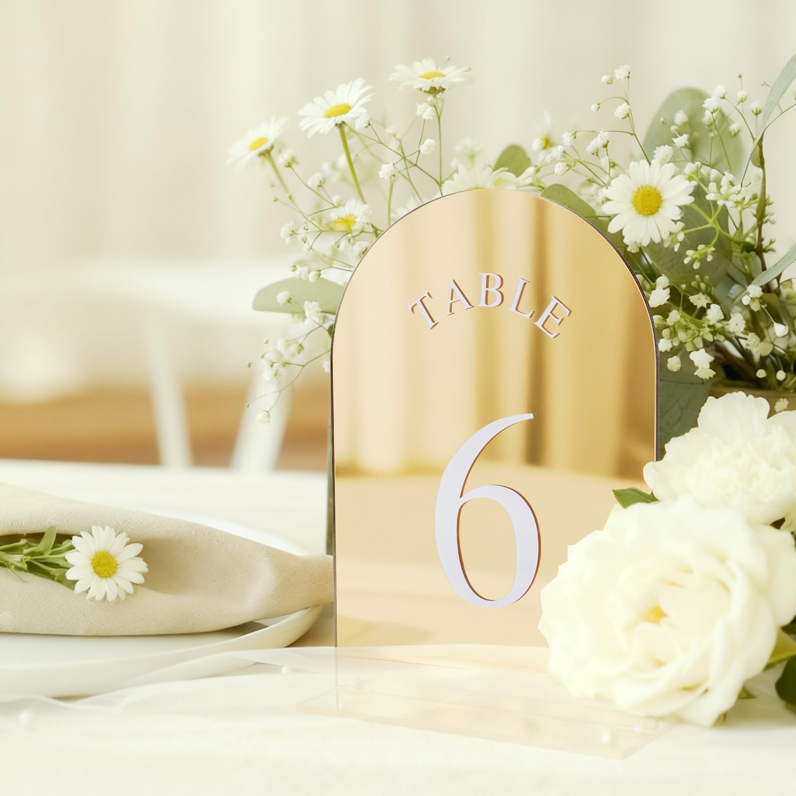 5×7 Inch Double Sided Gold Wedding Table Numbers 115 Stands Acrylic Signs