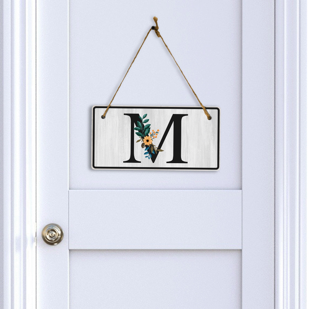 M Flower Decor 5×10 Hanging Wall or Door Sign | Alphabet Letter Room Decoration