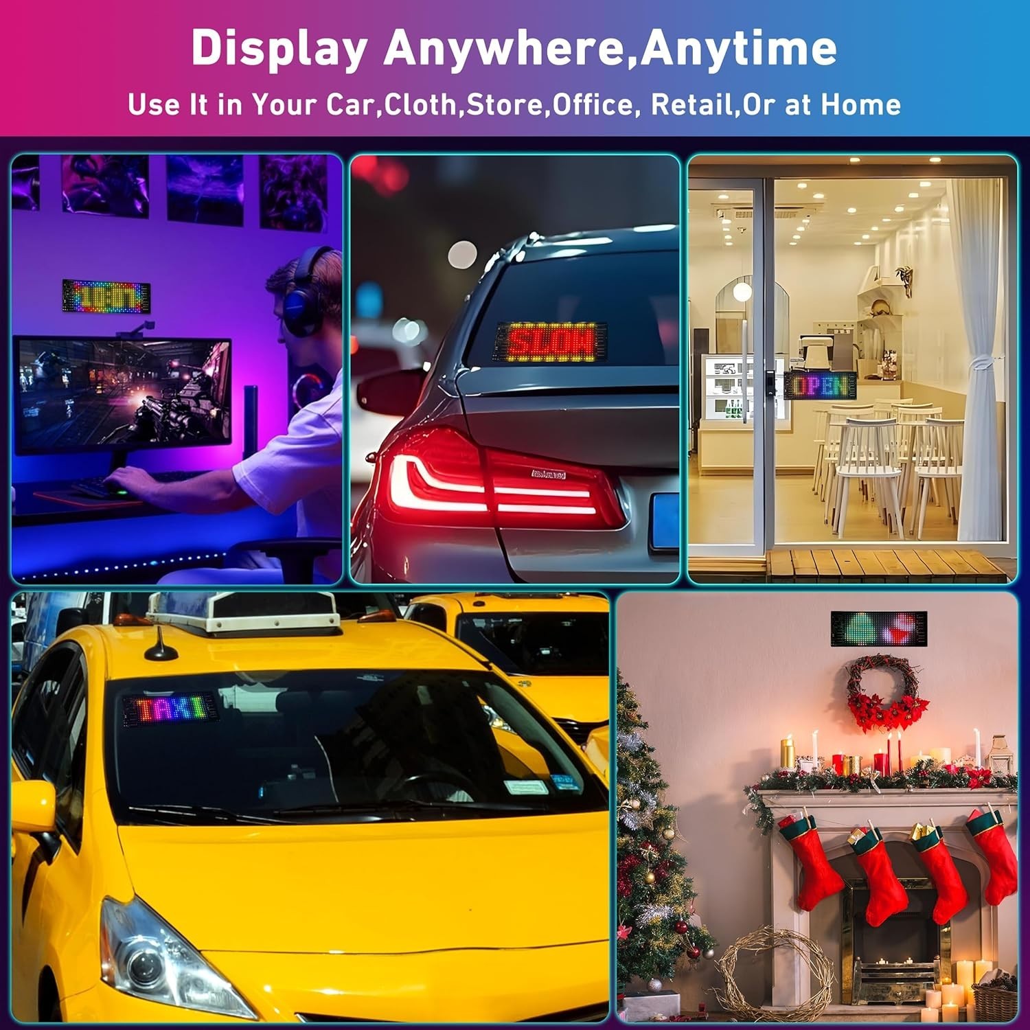 Waterproof Programmable LED Display – Flexible Windshield Eyes for Cars & Trucks