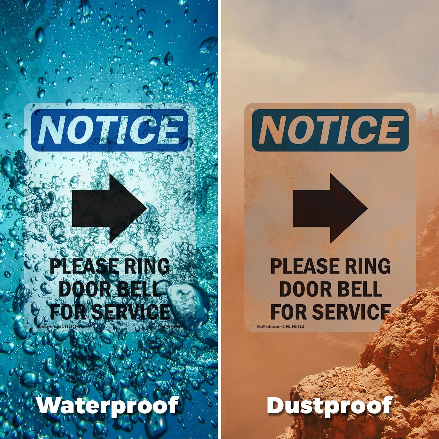 Please Ring Door Bell OSHA Notice Rigid Plastic Sign 18 Inch x 12 Inch – 10 Pack