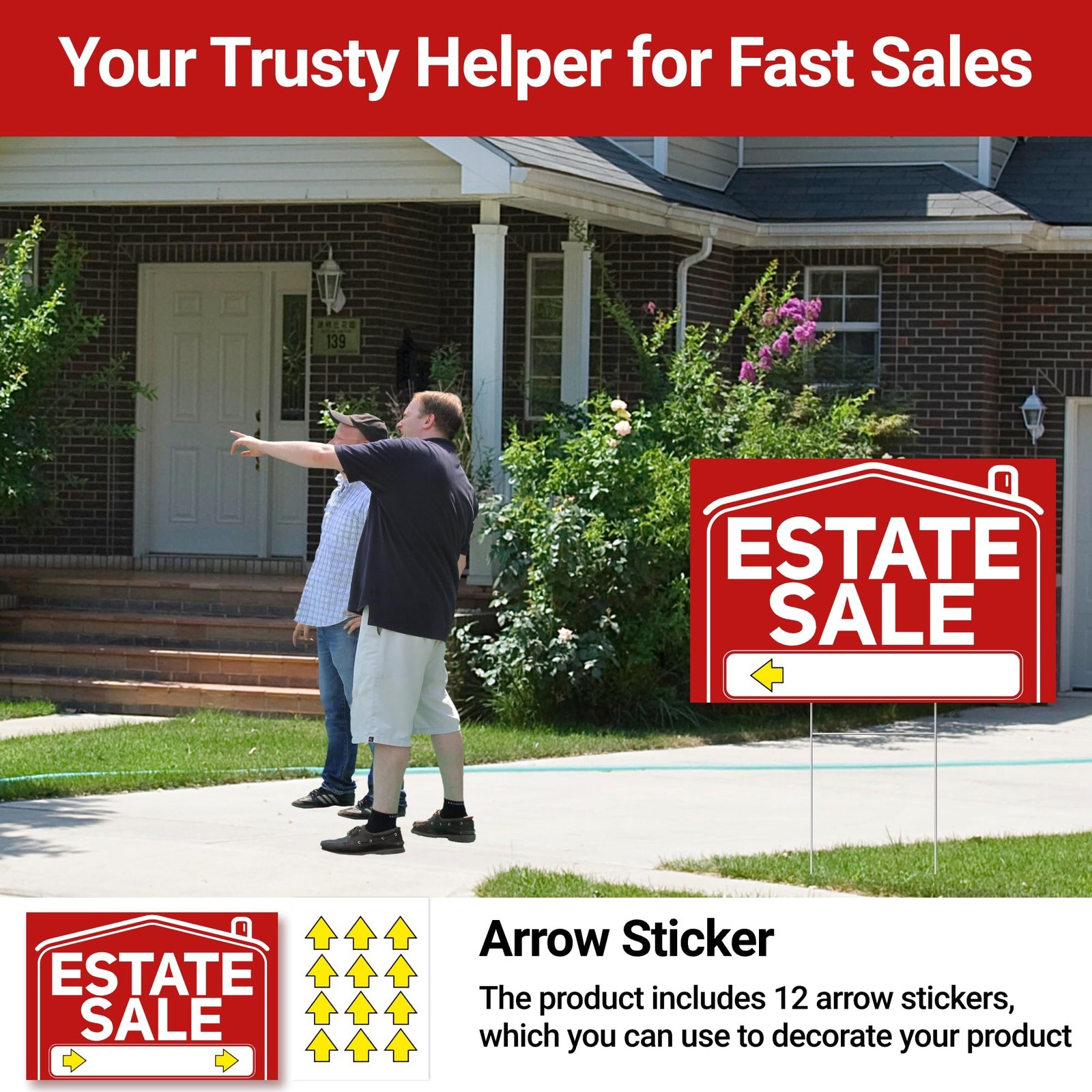 6 Pcs Estate Sale Signs with Stakes, Foldable Extra-Large Estate Sale Signs 2…