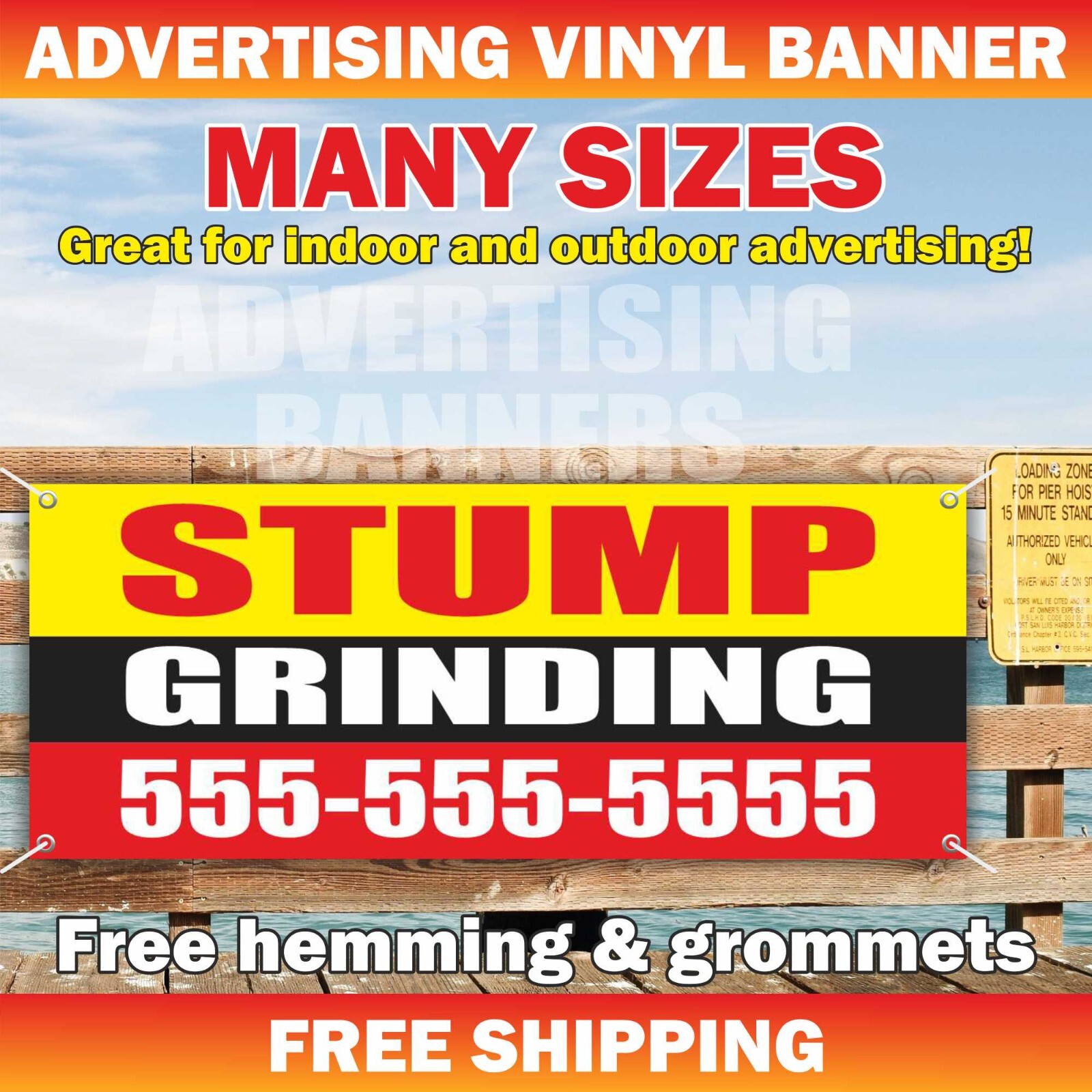 STUMP GRINDING Advertising Banner Vinyl Sign Removal Custom Phone Number