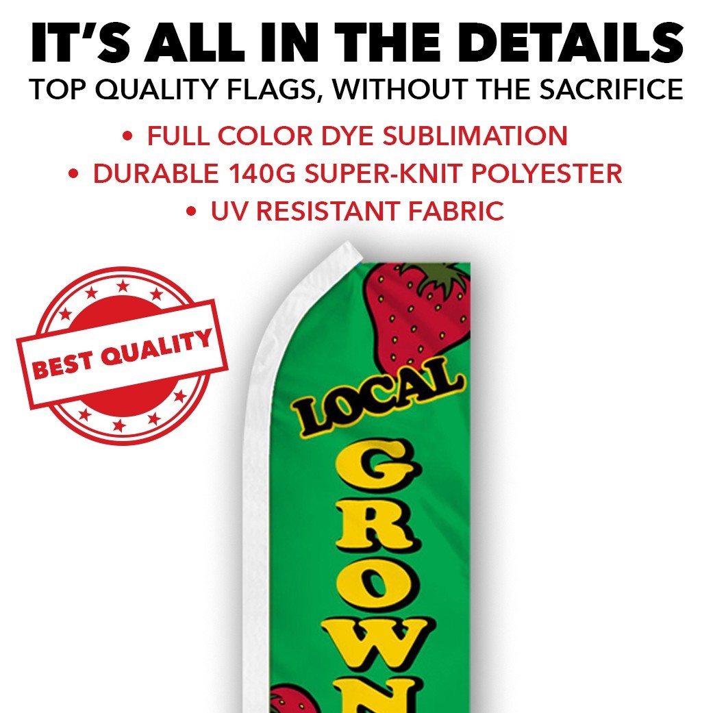 Local Grown Fruit Advertising Swooper Feather Flutter Flag Organic Fresh Produce