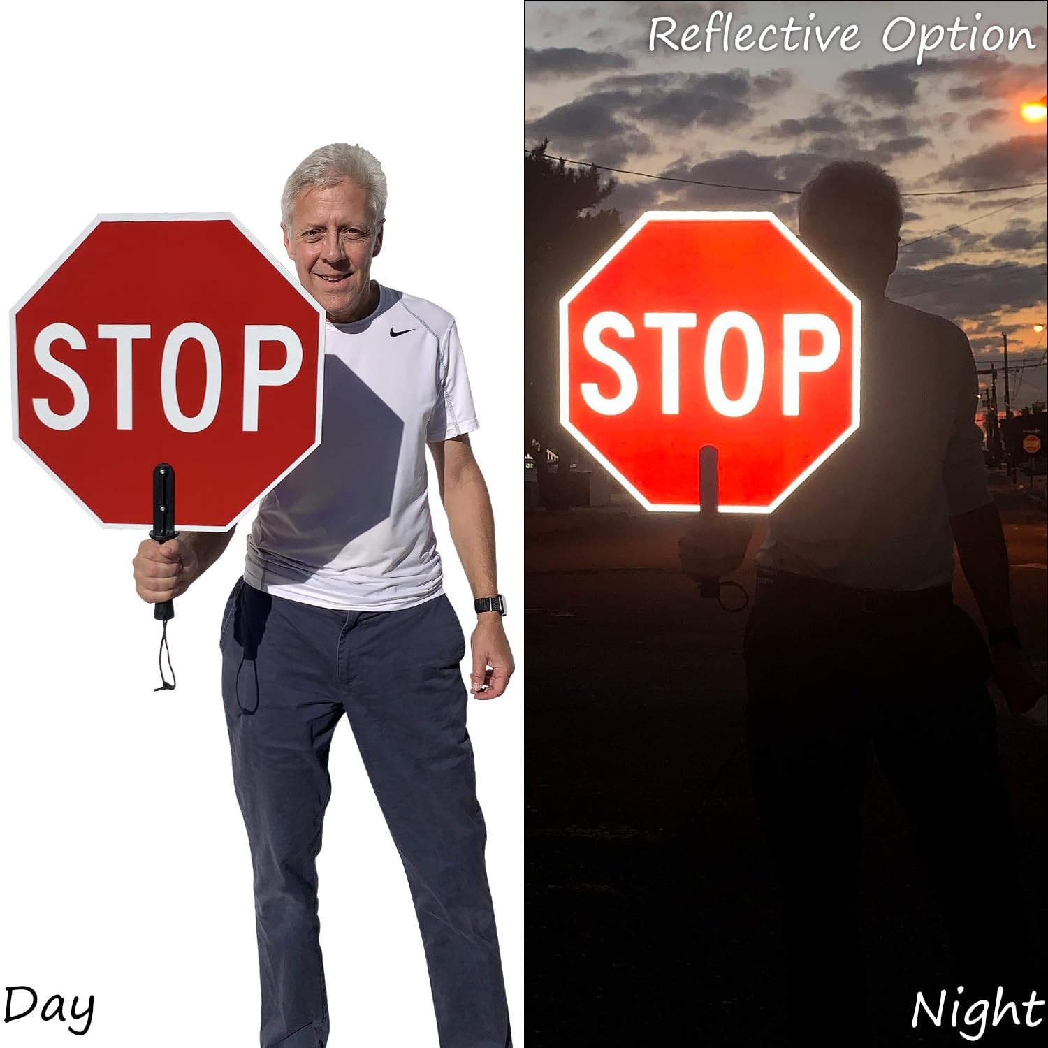 18 X 18 Inch Handheld “STOP – SLOW” Paddle Sign with Handle (1-Pack), Double-Sid