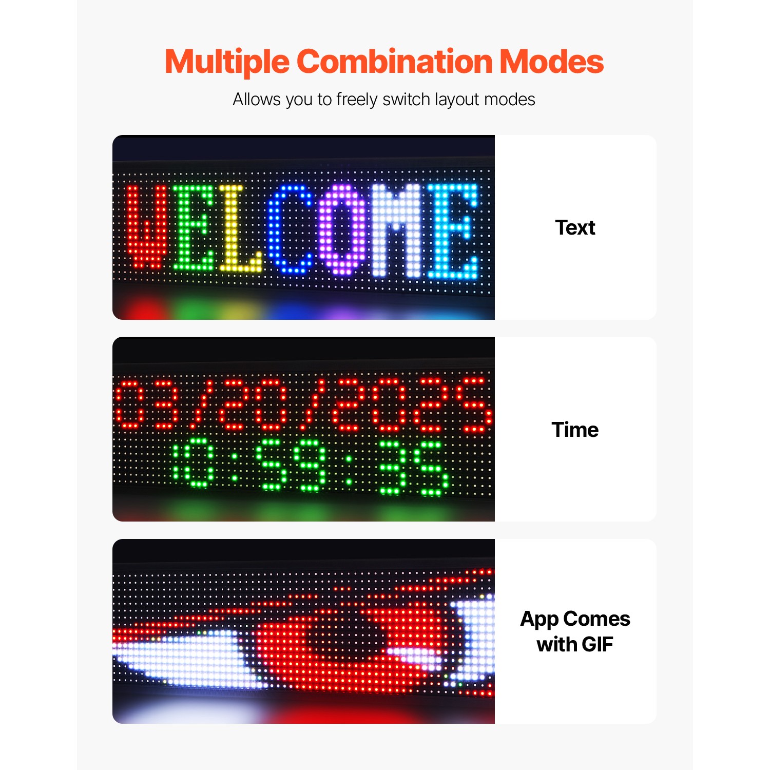 VEVOR LED Scrolling Sign 40&Prime;x15&Prime; P10 Programmable 7Color Digital Sign w/ Sling