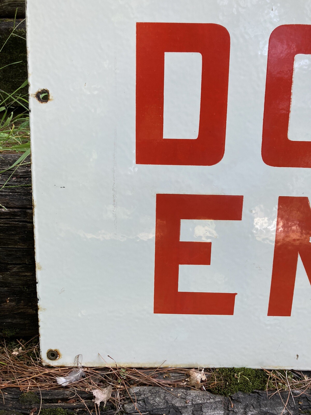 Antique 1950s One Way Do Not Enter Porcelain Sign 28” X 20” Glossy