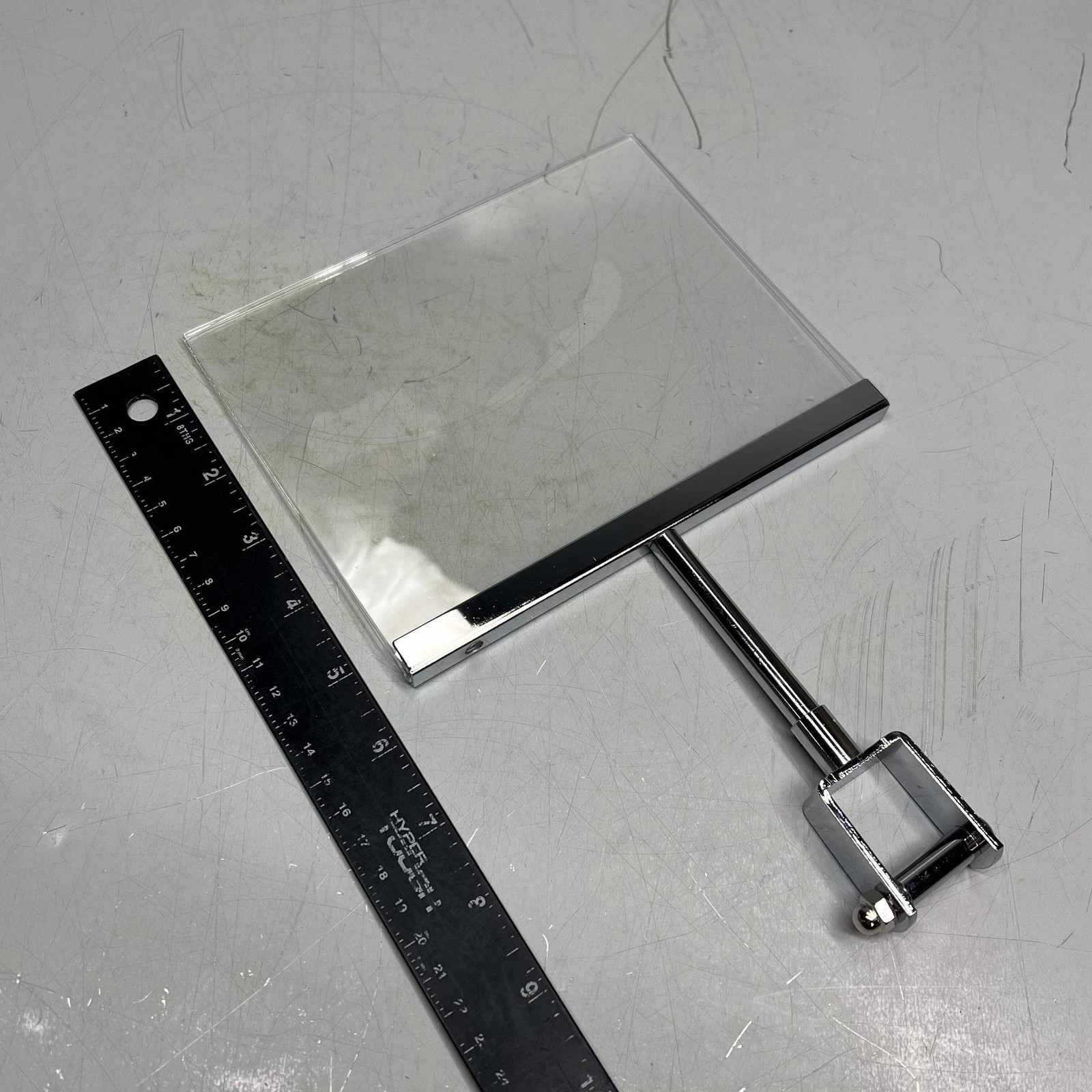 (10 PACK) Acrylic Merchandise Sign Holder W/ Rack Clamp 7&Prime; x 5.5&Prime; Chrome/Clear