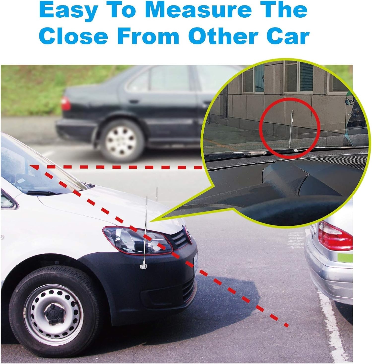 Car Bumper Corner Antenna Pole Adjustable Chrome Poles Set 11x2x1.5 in 2 Pk