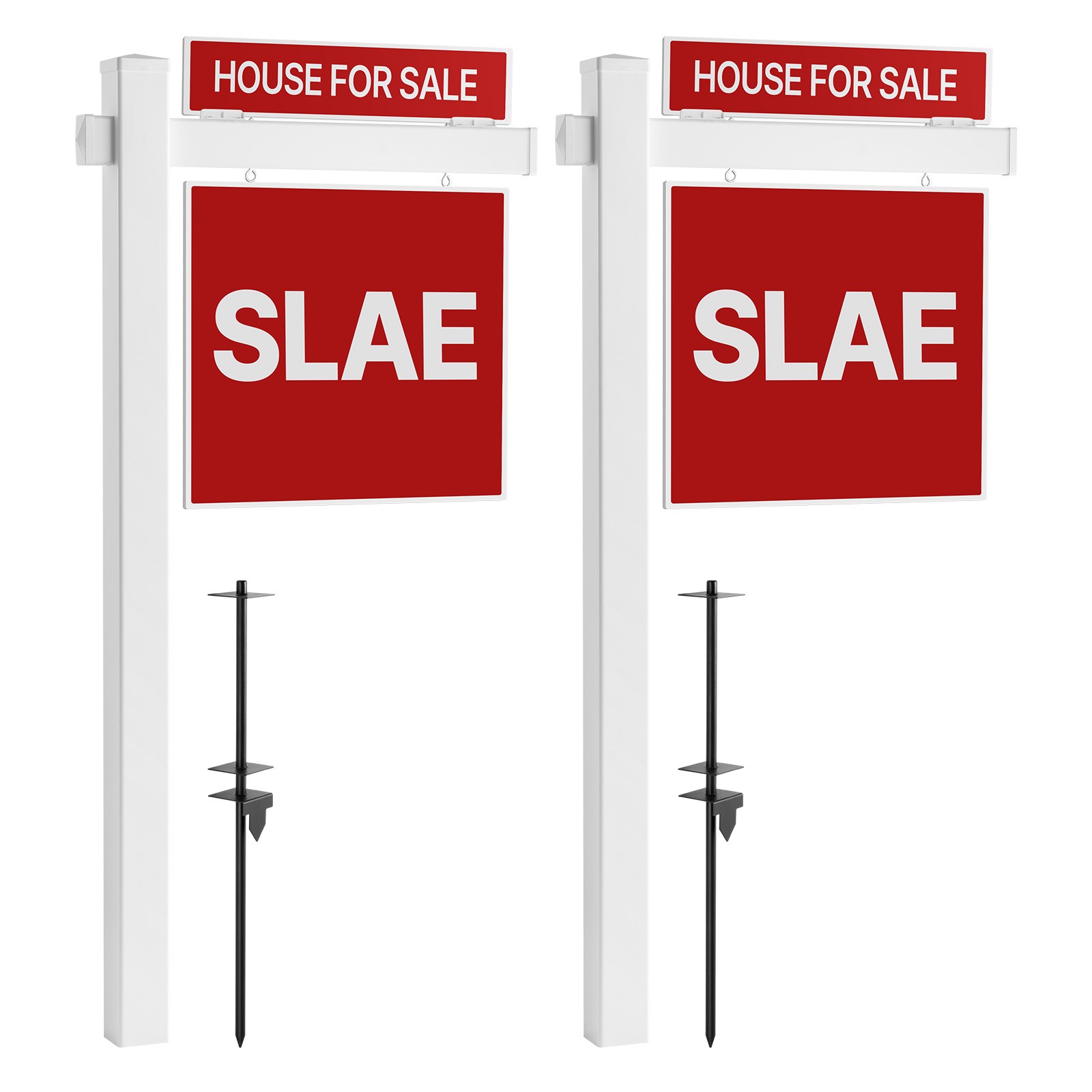 VEVOR Real Estate Sign Post PVC Realtor Yard Sign Holder 6 ft Tall White 2-Pack