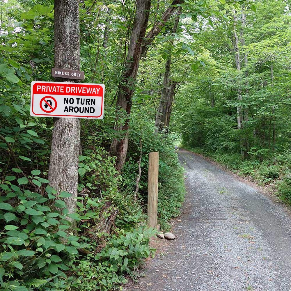 2 Pack Private Driveway, No Turn Around Sign, 14&Prime;x 7&Prime; .04&Prime; Aluminum Reflective