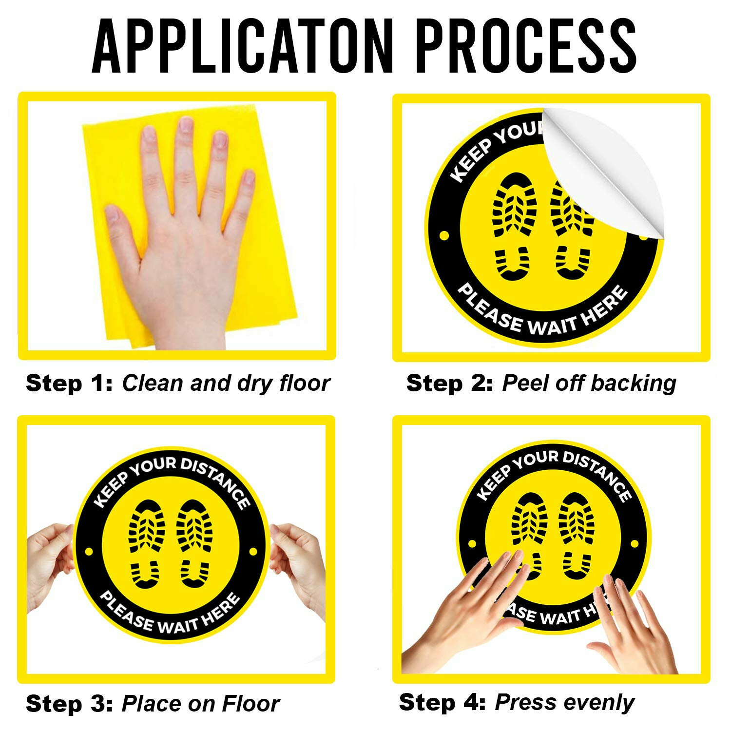 10 Pack Social Distancing Floor Decals – 11&Prime; Commercial Grade Removable Sticker
