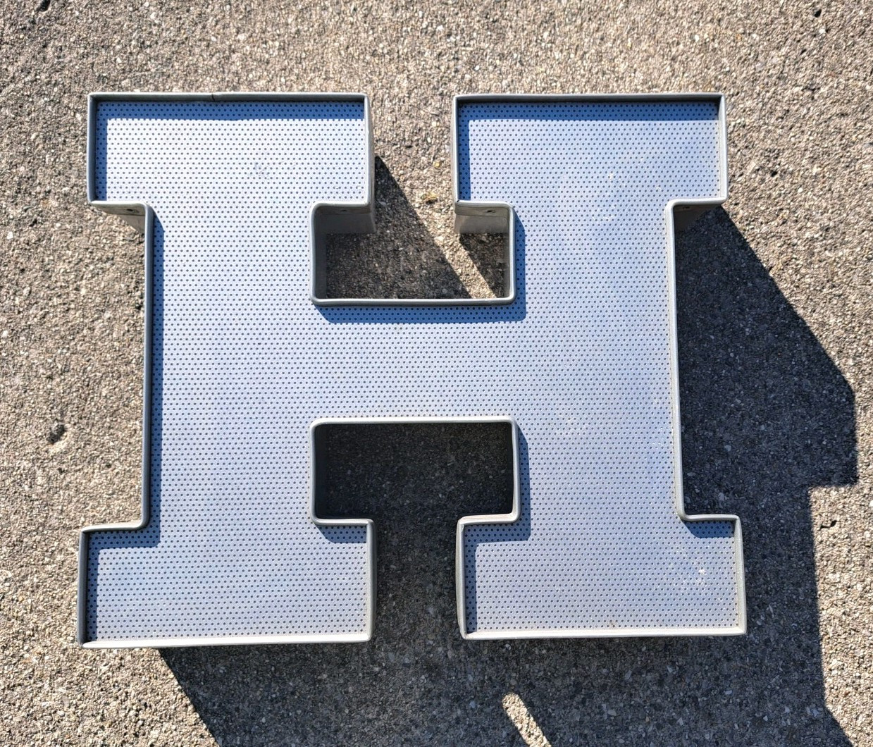 GRAY Reclaimed Marquee Sign Letter  » H  » Outdoor Indoor Metal Decor Initial