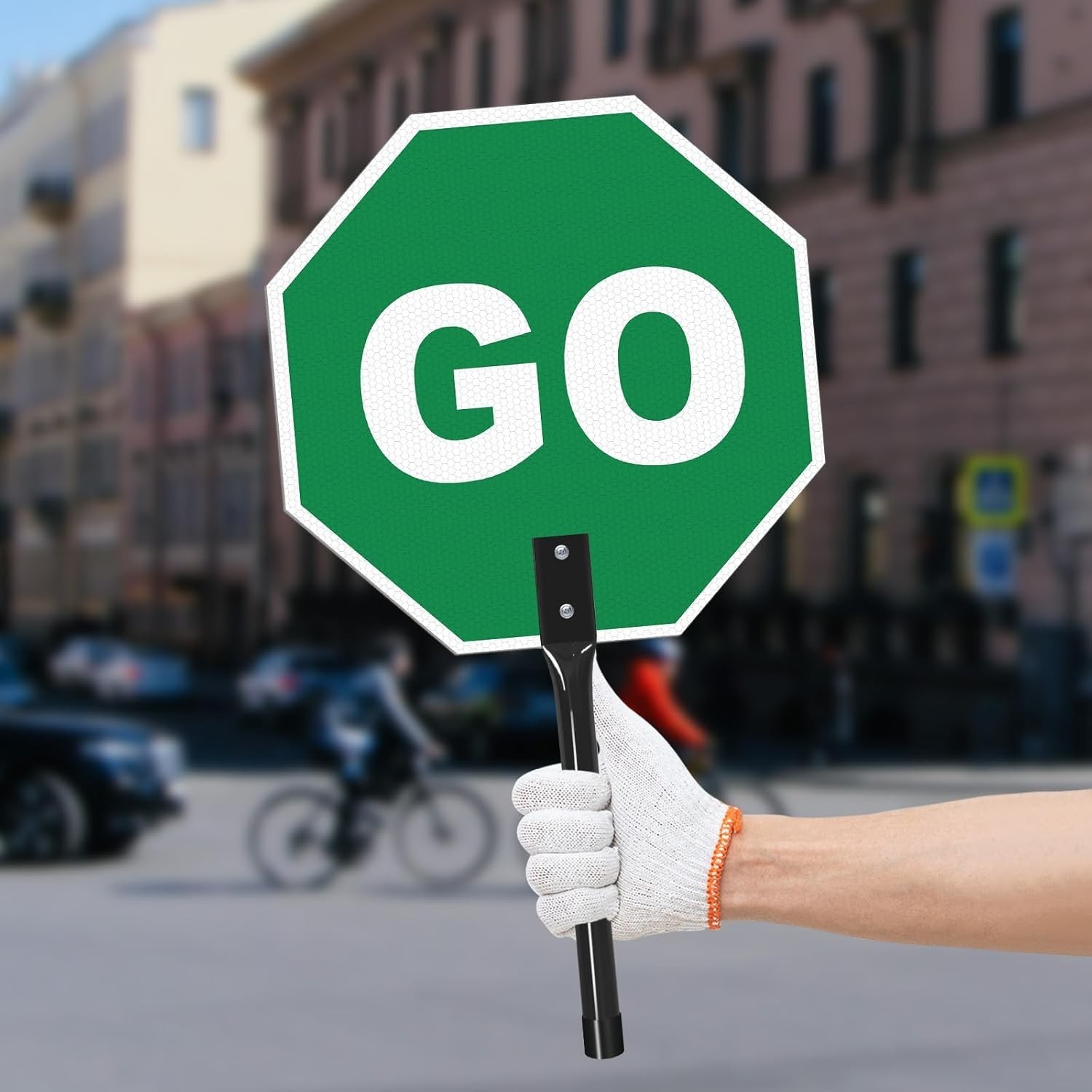 Stop Go Sign with Metal Handle13 x 13 Inches « Stop – Go » Double Sided PaddleR…