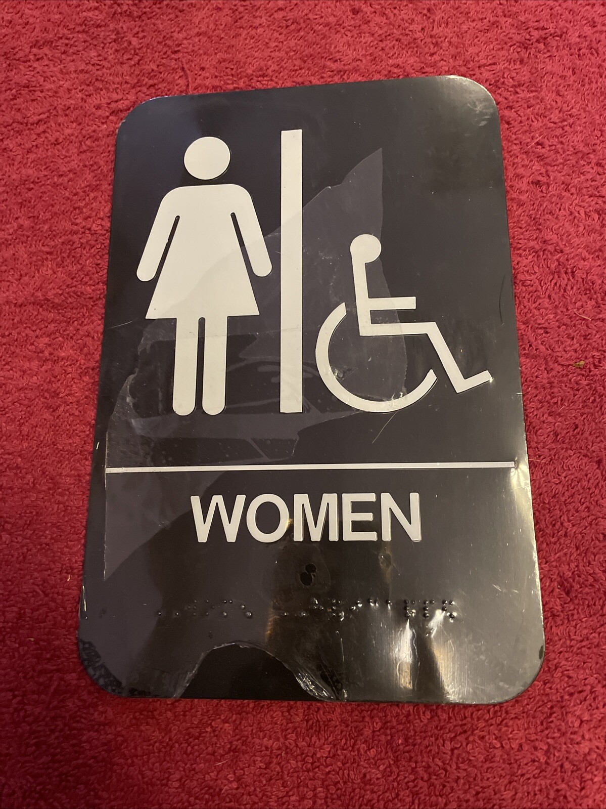 NEW Womens Restroom ADA Sign Handicap Braille Restaurant Business 9”x6” Bathroom