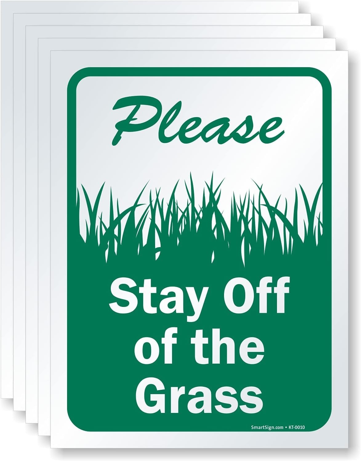 Pack of 5 12 x 9 inch “Please Stay Off The Grass” Sign, Screen Printed, 10 mi…