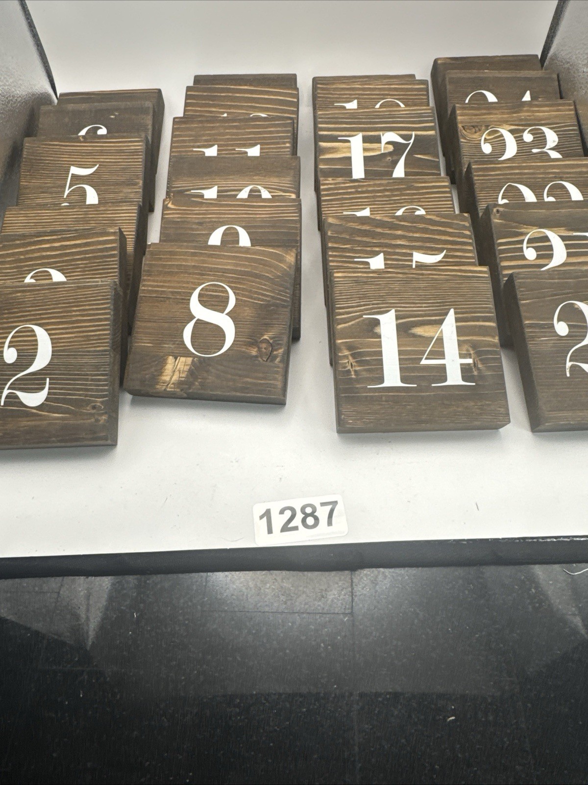 24 Pieces Rustic Wooden Table Numbers 1-12 Double Sided Numbered 4”x4”