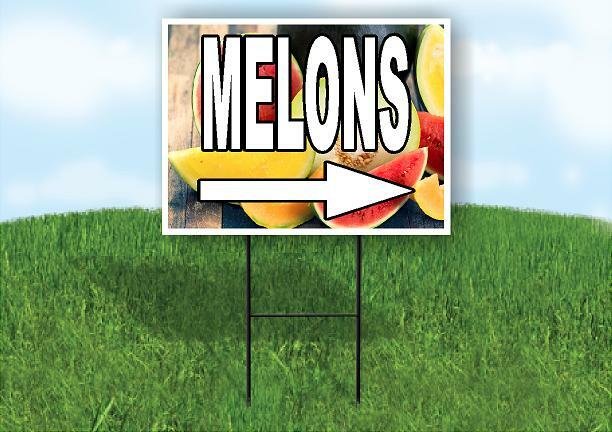 MELONS RIGHT ARROW WITH WHITE Yard Sign Road with Stand LAWN SIGN Single sided
