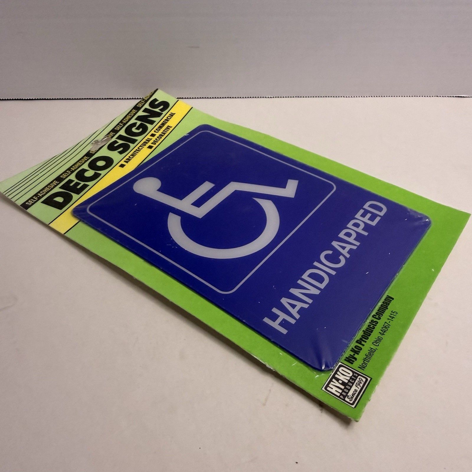 Handicapped Parking Sign 5×7 Self Adhesive Hy-Ko Lot of 2 ADA Blue