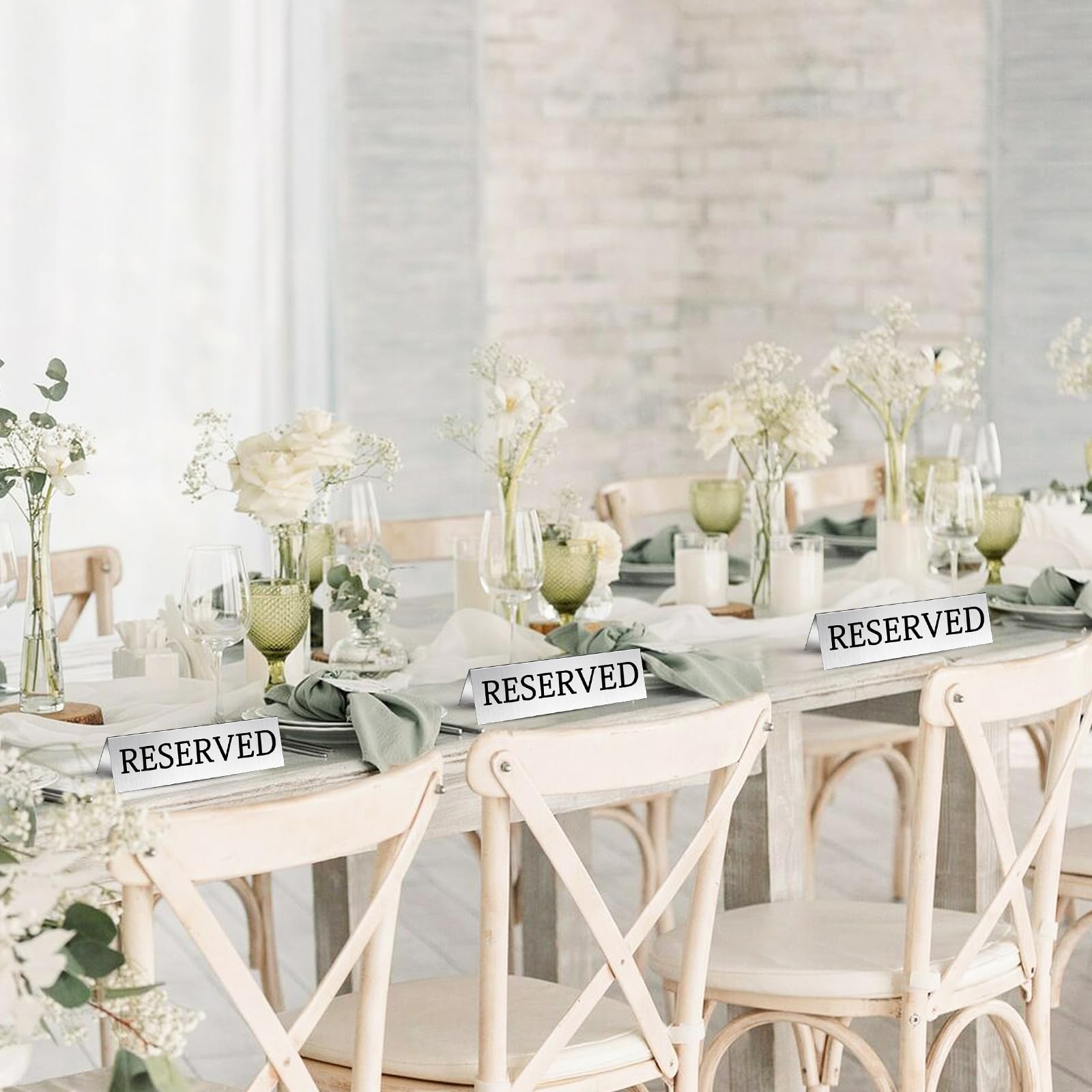 24 Pcs Metal Reserved Table Signs, Silver Table Top Reserved Sign for Restaur…