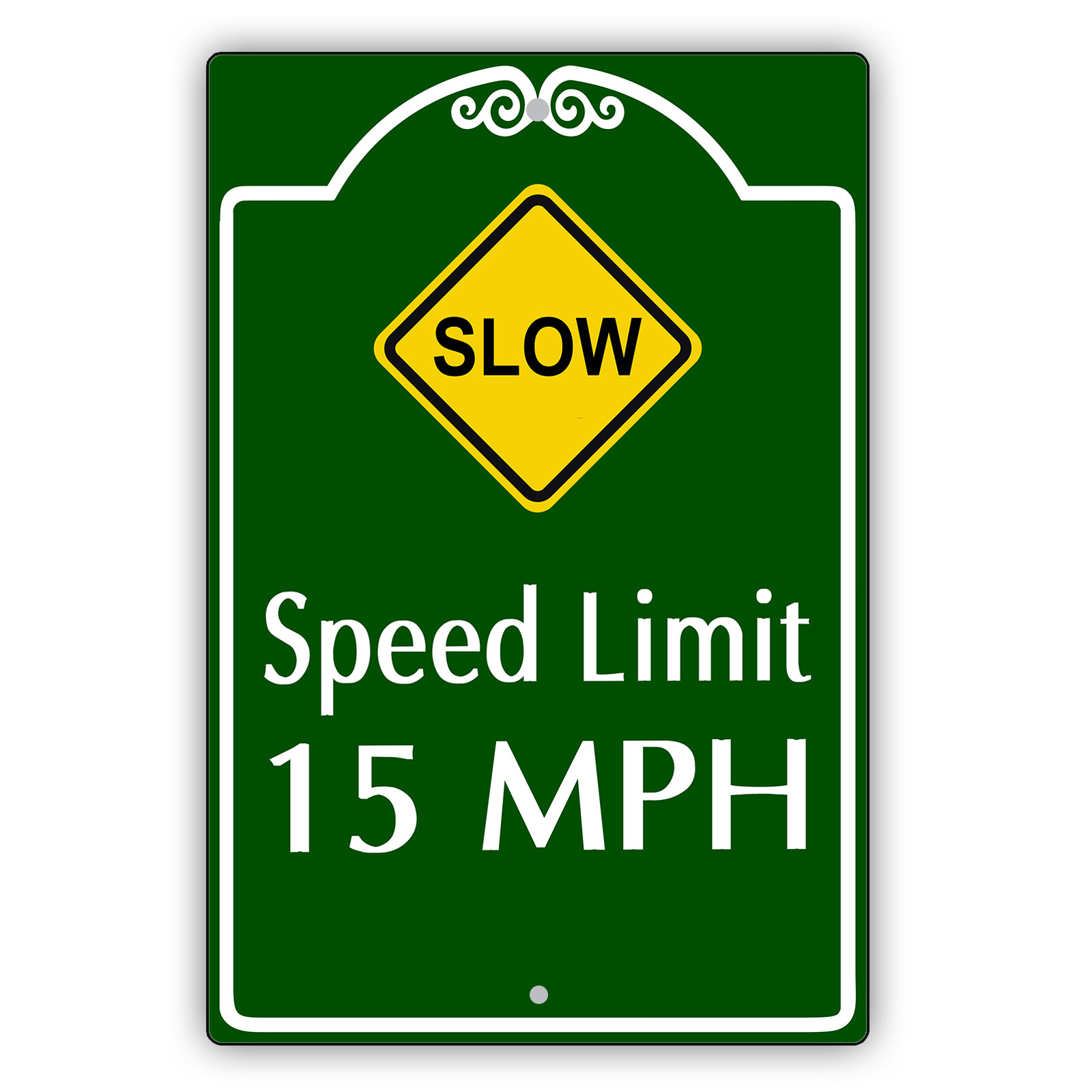 Slow Down Speed Limit 15 MPH Traffic Warning Novelty Notice Aluminum Metal Sign