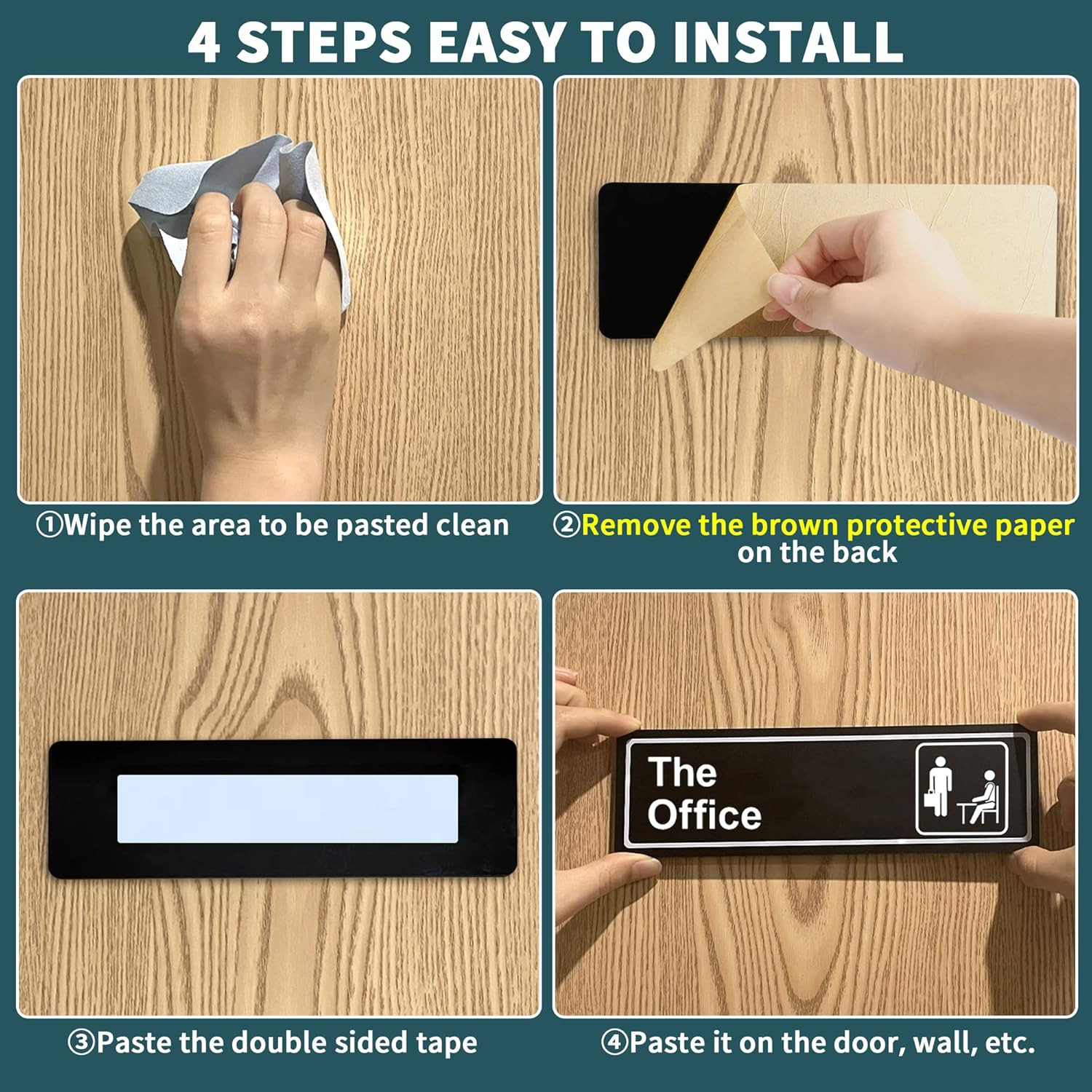 The Office Sign, 9 × 3 Inch Main Official Self Adhesive Office Sign for Door or