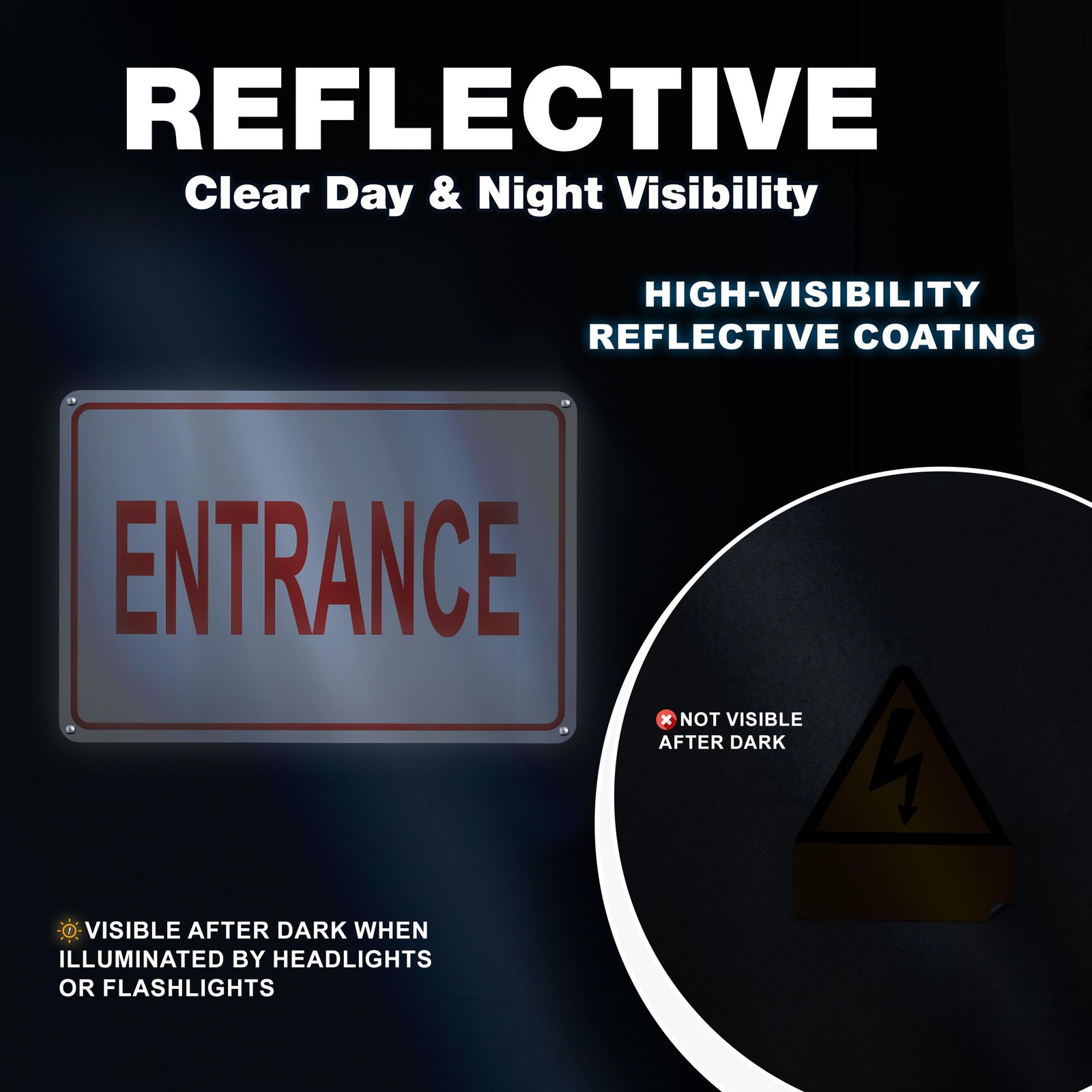 Reflective Entrance Sign, 8×12 RustFree Aluminum Enter Here Sign for Door or …
