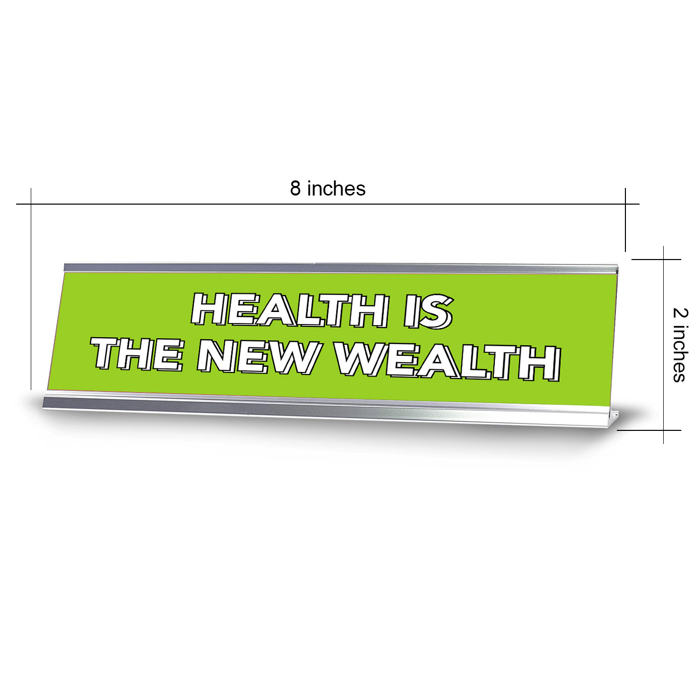 Health Is the New Wealth 2 x 10&Prime; Desk Sign | Inspirational Quotes Workspace