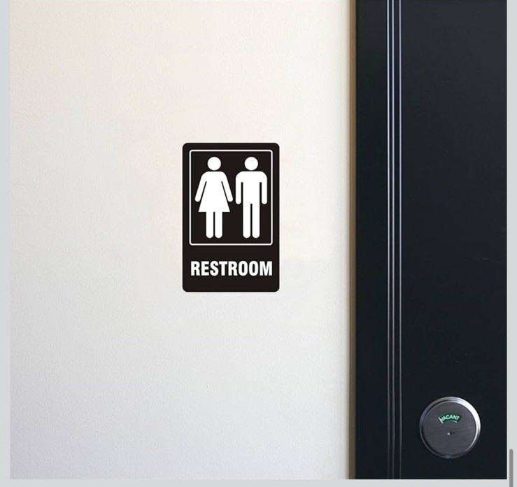 Restroom Signs Self-adhesive For Business, Home, For Door, Wall, Rust Free 2pack