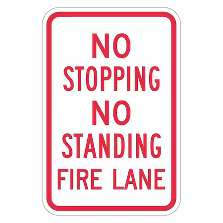 Lyle T1-1842-Dg_12X18 No Header, No Stopping No Standing Fire Lane, 12 In W X