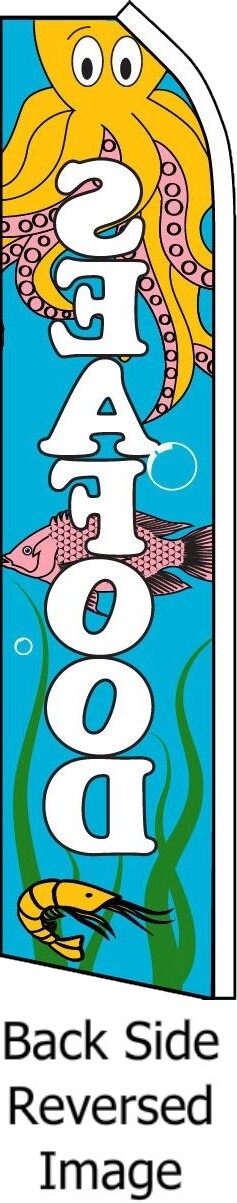 SEAFOOD FLUTTER FLAG Sea Food Tall Feather Swooper Banner Advertising Super Sign