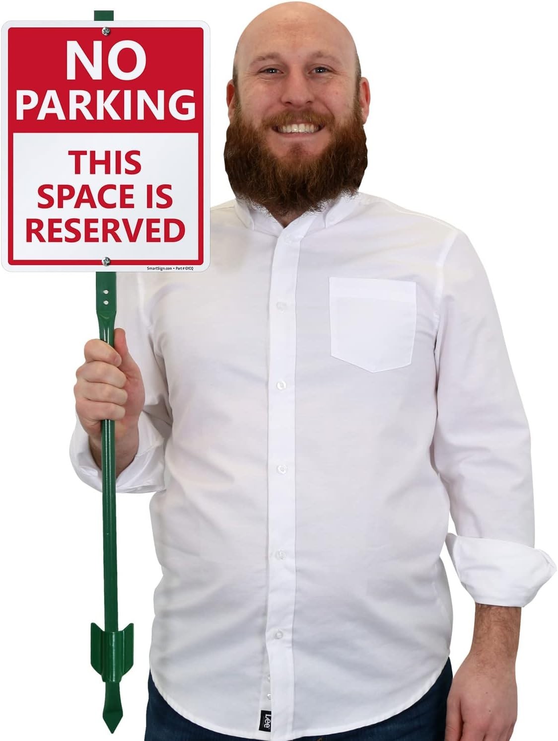 Professional Quality No Parking Sign with 3ft Stake, UV Protected Aluminum