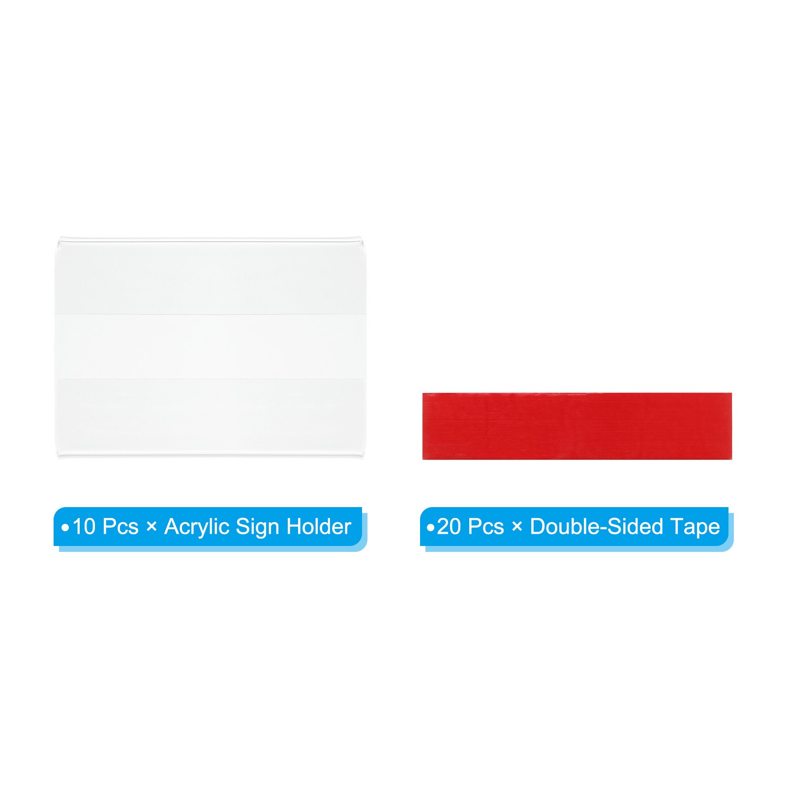 10Pcs 1.5×2.5&Prime; Wall Mount Acrylic Sign Holder with Tape for Office, Clear
