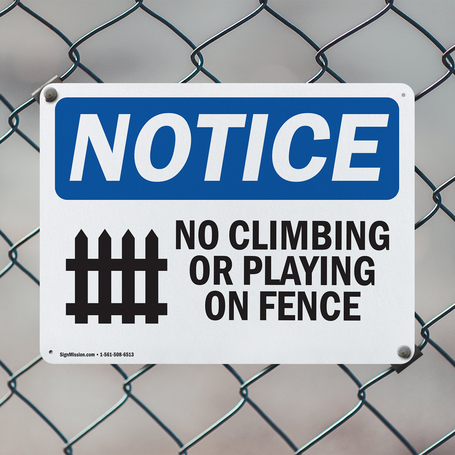 (2 Pack) No Climbing Or Playing On Fence OSHA Notice Sign Decal Metal Plastic