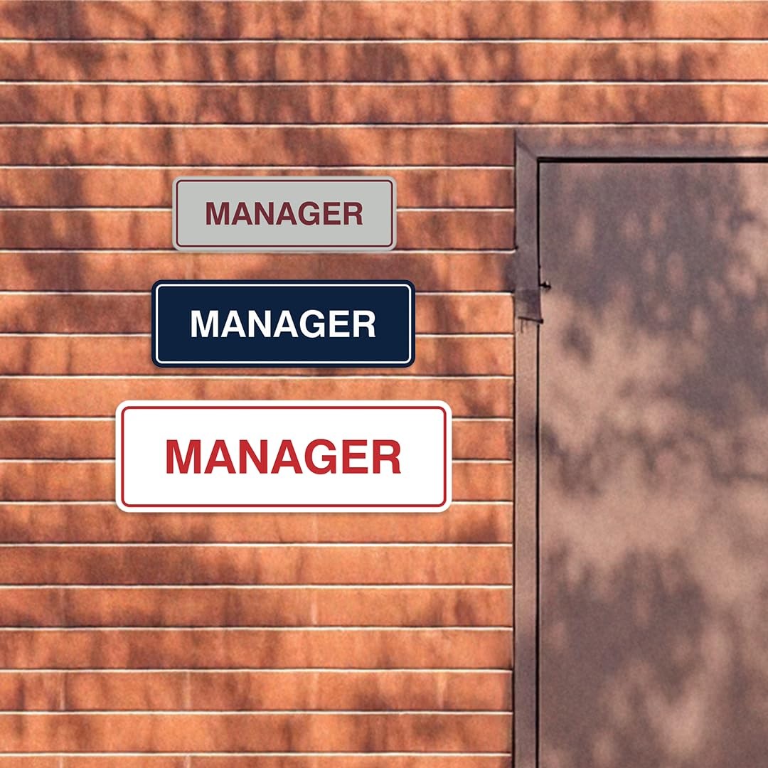 Standard Manager Door/Wall Sign Silver Large Business Office Plaque Decor