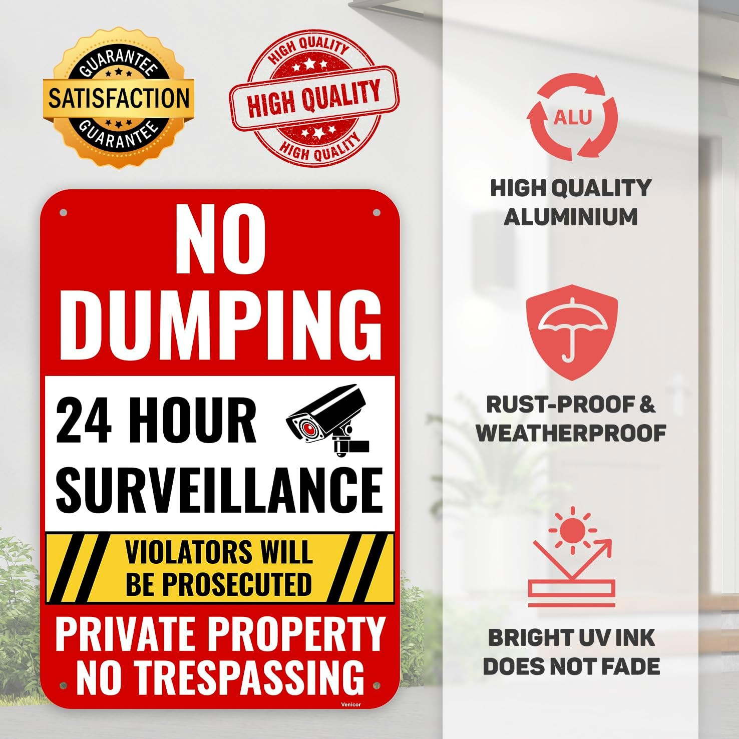 1PC No Dumping Sign Private Sign, 13 X 9 Inches – Aluminum – No Dumping Allowe