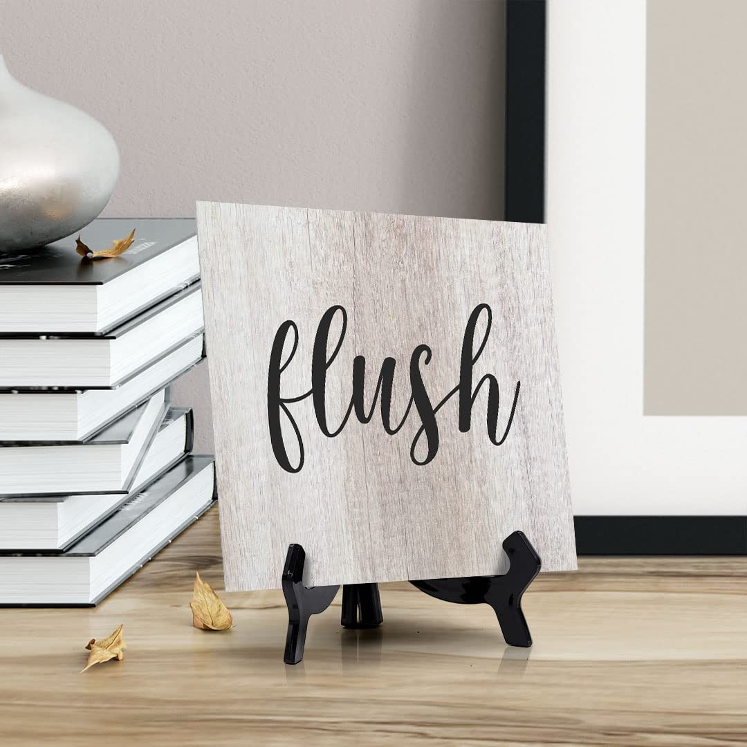 Signs ByLITA Flush, Wood, Square Bathroom Table Sign (5&Prime; x 5&Prime;)