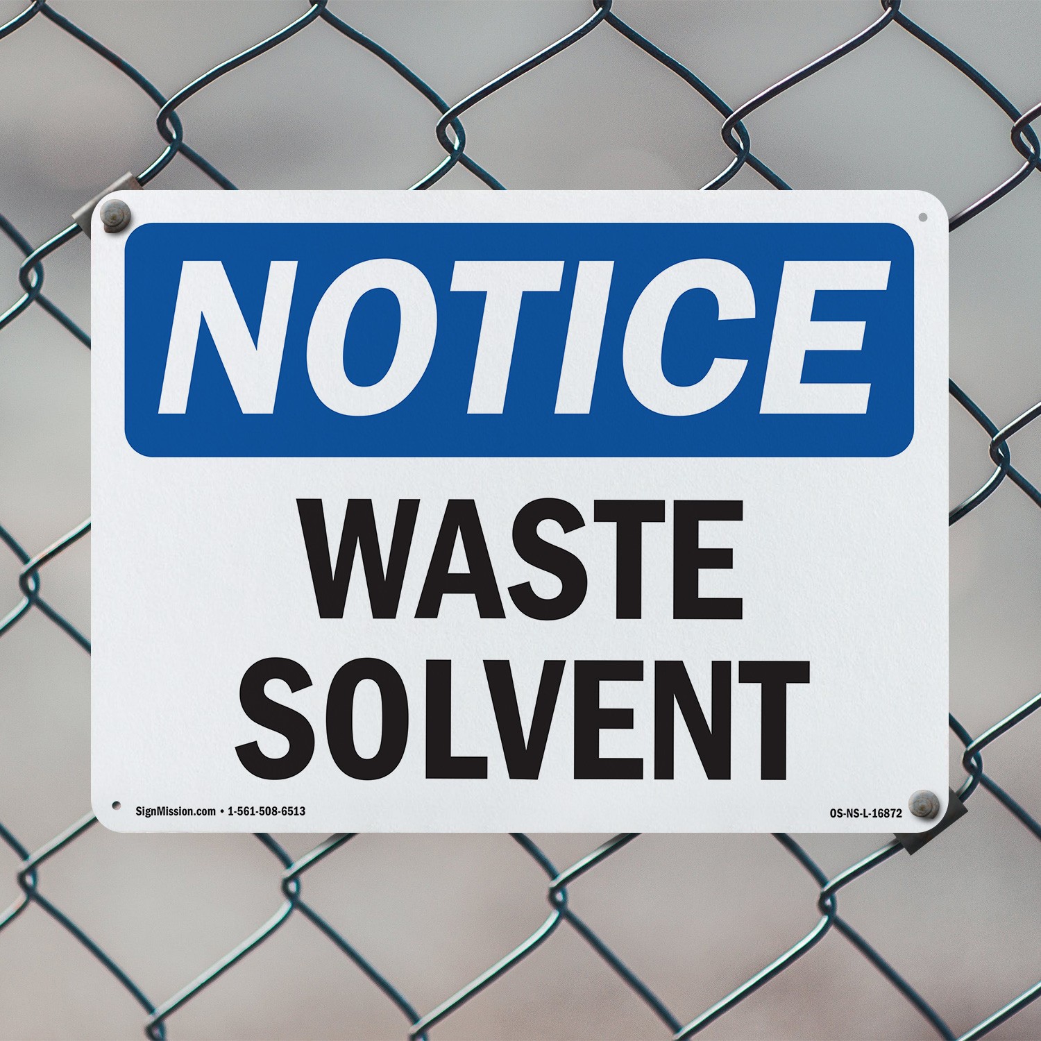 Waste Solvent OSHA Notice Sign Metal, Plastic, Or Decal – 5 or 10 Pack