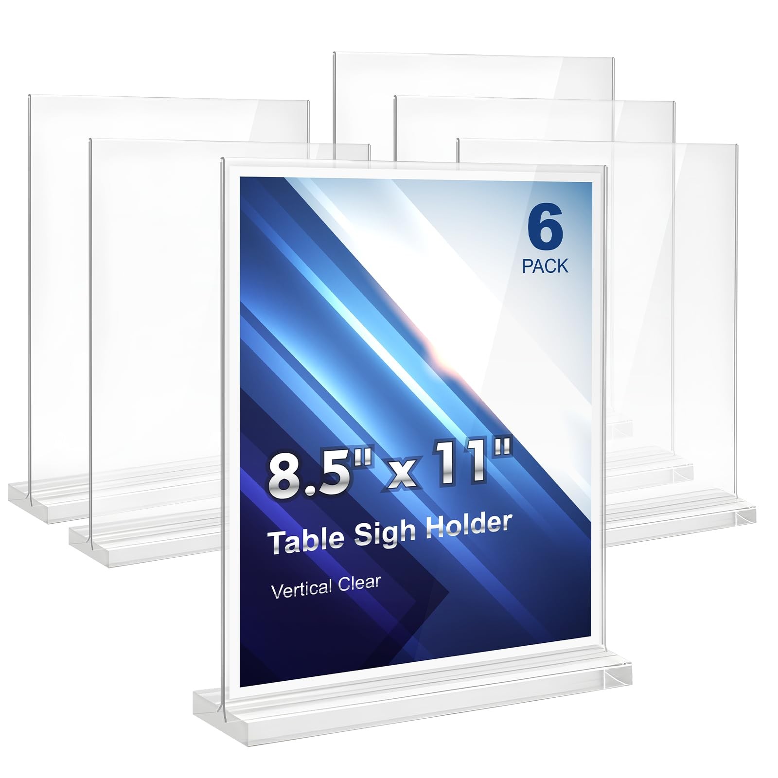 Comix Clear Acrylic Sign Holder 8.5×11 6 Pack inches, transparent