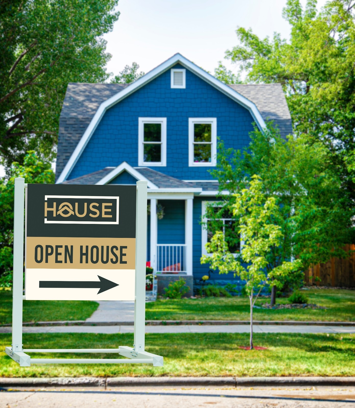 The EZ Sign – Lightweight Portable 4&prime; Large Sign w/ Custom 4&prime; Banner Real Estate