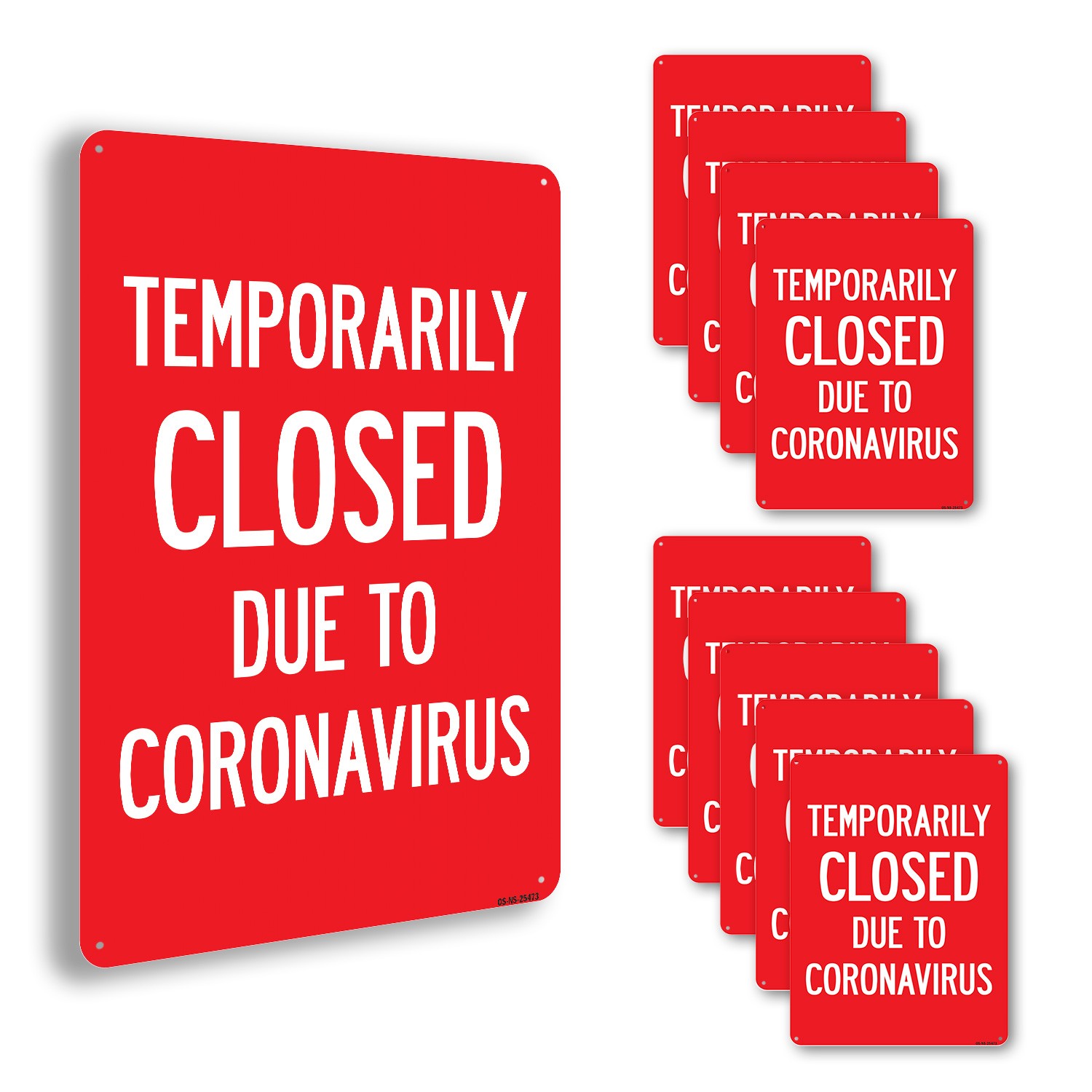 Temporarily Closed Due To Coronavirus Public Safety Sign Or Decal – 5 or 10 Pack