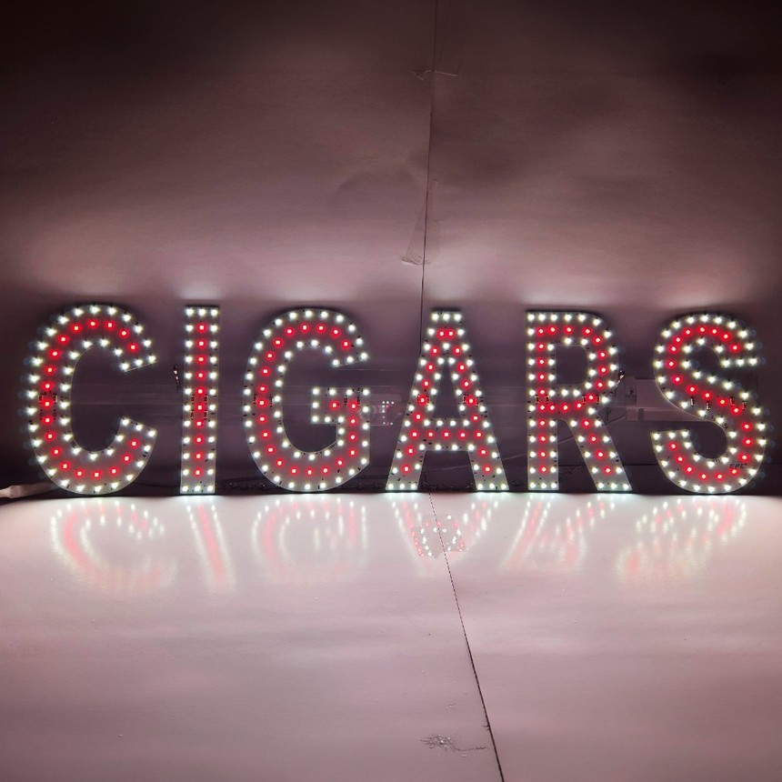 EPL Signs CIGARS Red LED Sign Business 8&Prime;x32&Prime; Remote 3G Sparkling Mode