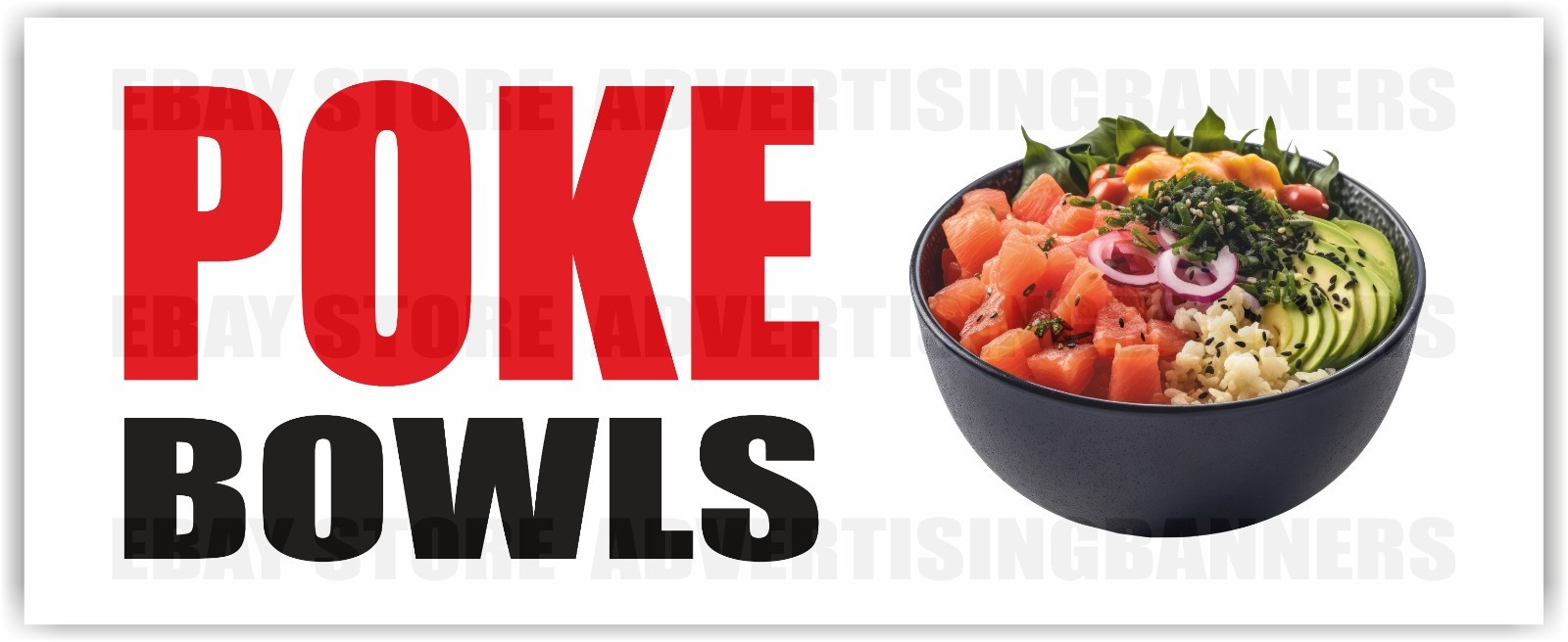 POKE BOWLS Advertising Banner Vinyl Mesh Sign Street Food Restaurant Buffet