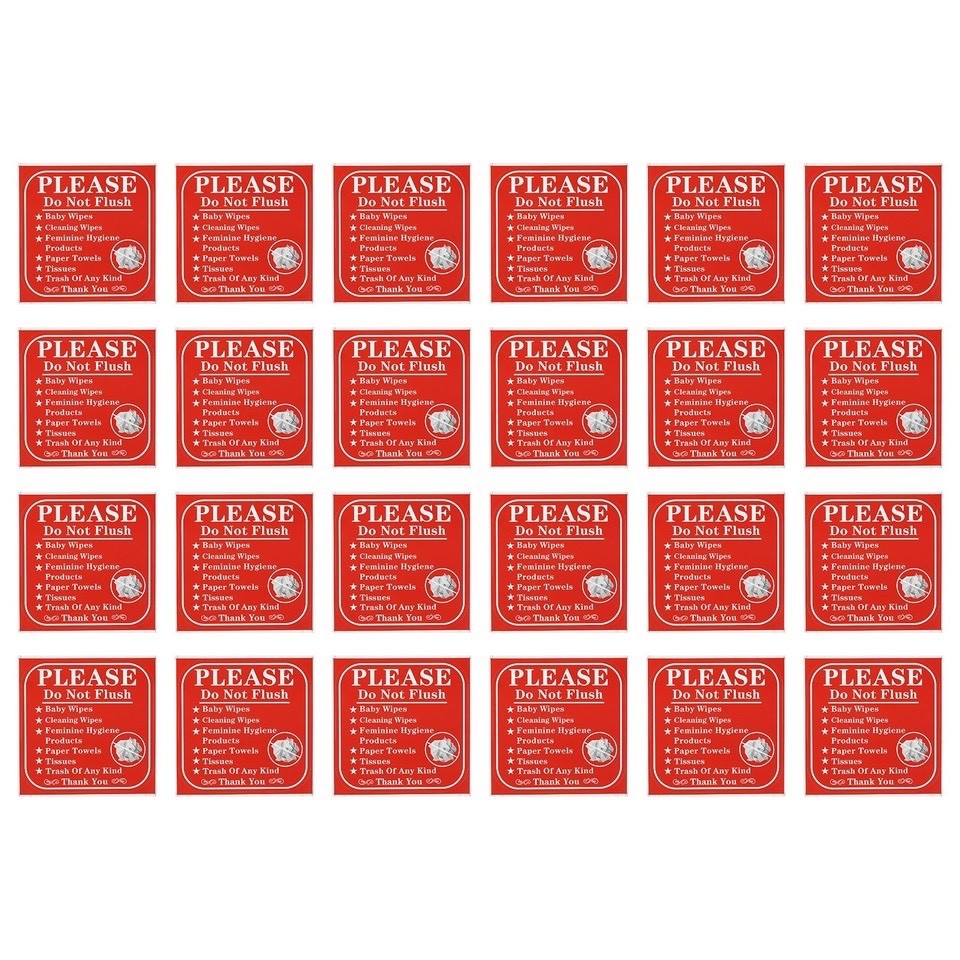 24-Pack 6×6 inch Please Do Not Flush Bathroom Signage Decals-Vinyl Self-Adhesive