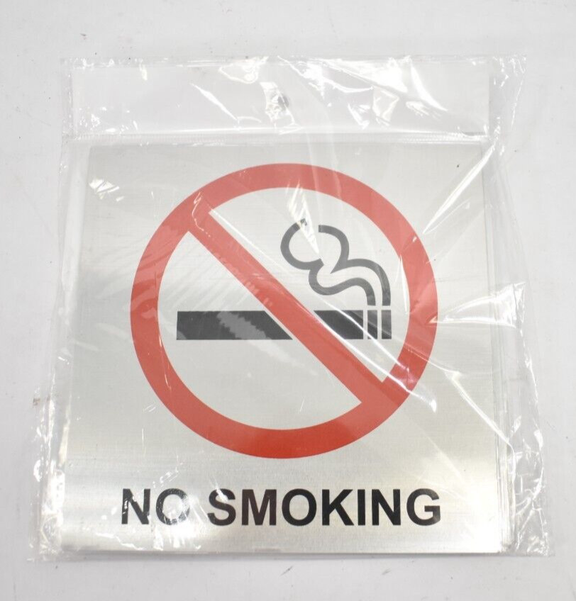 4 Pack No Smoking Sign Square Aluminum Metal Self Adhesive Warning 5.5&Prime;