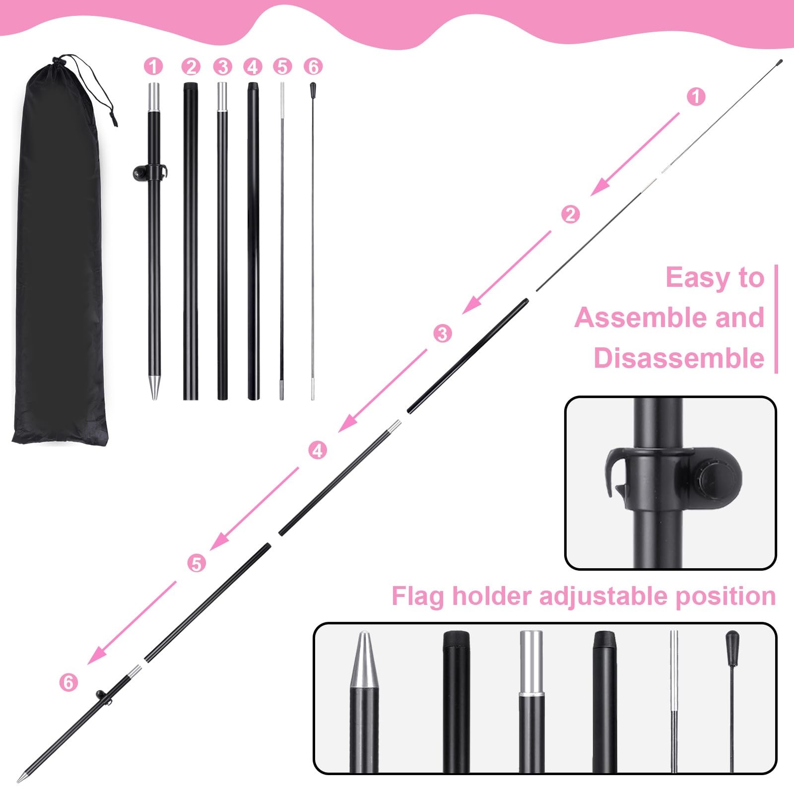 2 Sets Boutique Feather Flag Pole Kit 7 ft Boutique Advertising Banner Sign S…